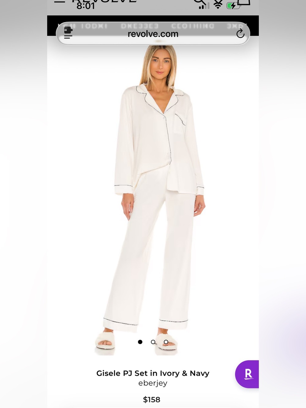 Revolve Eberjey Gisele PJ Set White and Navy Sz XS